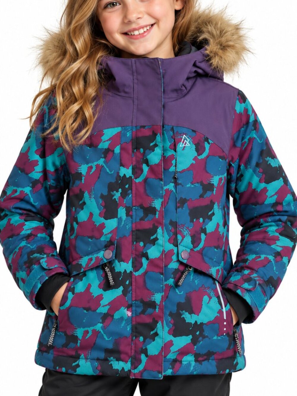RIPZONE Mighty Moose Insulated Ski Snowboard Jacket Teal Purple Camo Small Snow